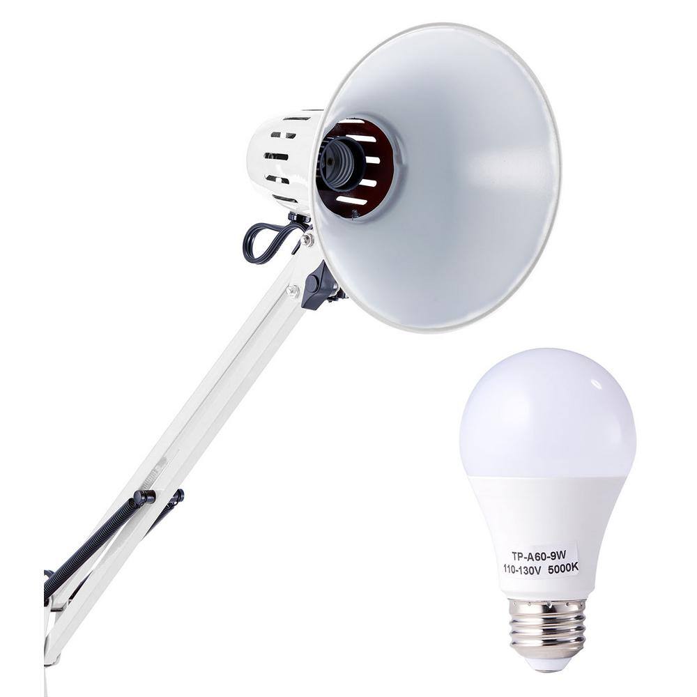 ErgoFlex White Metal 36" Swing Arm LED Desk Lamp with Clamp