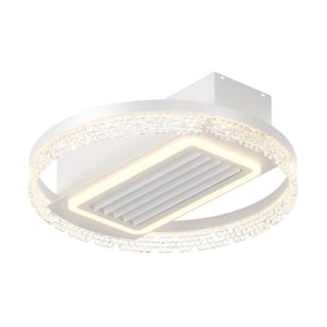 20 in. Integrated LED Contemporary Indoor Leafless Flush Mount White Ceiling Fan Light with Removable and Washable