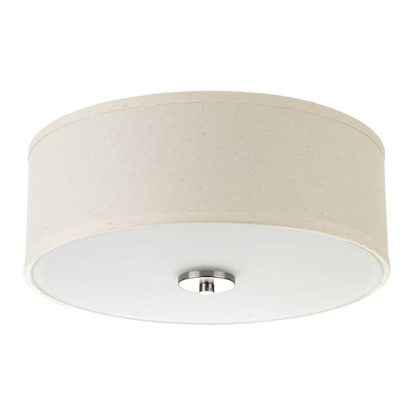 Inspire Collection 13 in. Brushed Nickel Integrated LED Transitional Bedroom Ceiling Light Drum Flush Mount