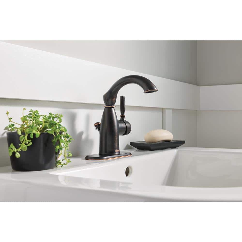Mediterranean Bronze Single Hole Bathroom Faucet with Drain Assembly