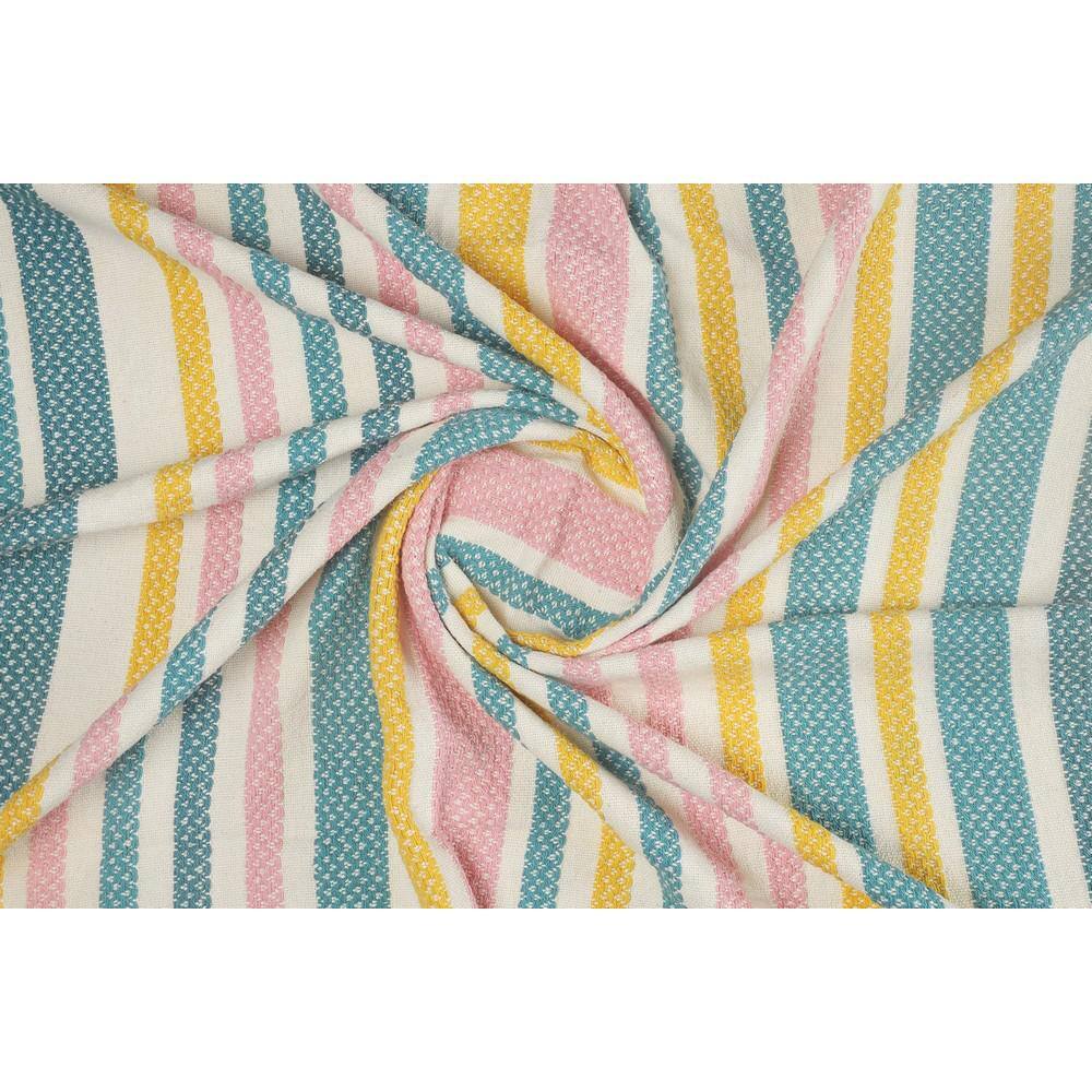 Coastal Striped Cotton Throw Blanket in Multi-Color, 50" x 60"