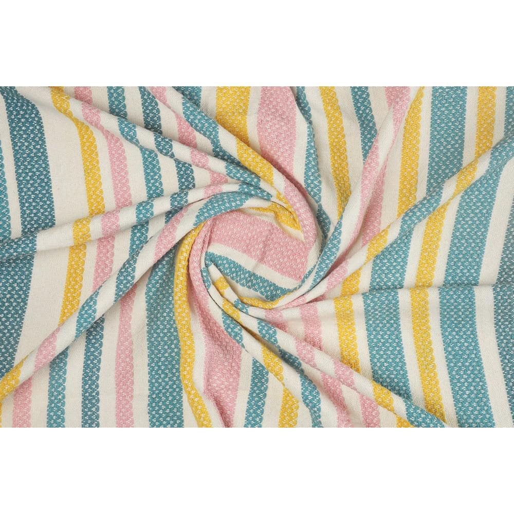 Coastal Striped Cotton Throw Blanket in Multi-Color, 50" x 60"