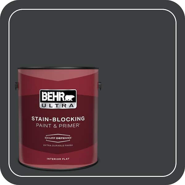 BEHR ULTRA 1 gal. #ECC-25-3 Obsidian Stone Extra Durable Flat Interior Paint & Primer