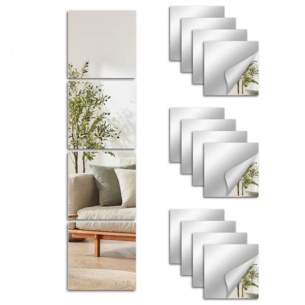 Large 12-Piece 12 in. W x 12 in. H Modern Square Wall-Mounted Framless Mirror Gym Mirror Tiles