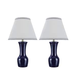 21 in. H Ceramic Dark Blue Glaze Table Lamp (2-Pack)
