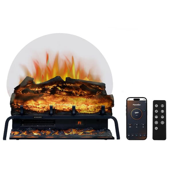 24.5 in. Freestanding Electric Fireplace Log Set Heater with APP Control, Multicolor Flame, 5 Brightness & Speeds, Timer