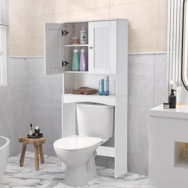 25 in. W x 77 in. H x 7.9 in. D Matte White Bathroom Over-The