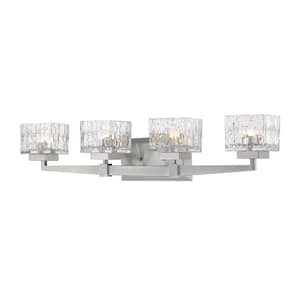 5.25 in. 4-Light Brushed Nickel Vanity Light with Clear Glass Shade