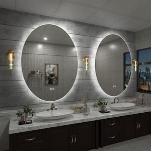 28 in. W x 36 in. H Oval Frameless Super Bright LED Backlighted Anti-Fog Wall Bathroom Vanity Mirror
