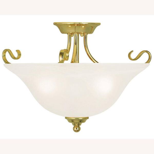 Livex Lighting Coronado 3-Light Polished Brass Flush Mount