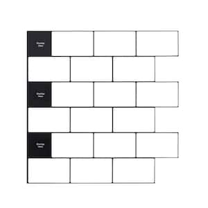 12 in. x 12 in. Premium Kitchen Backsplash Vinyl Peel and Stick Tile, White With Black Grout (10-Pack)