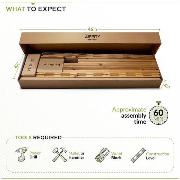 Zippity Outdoor Products Newberry Dig Free Wood Fence Kit, 48 in