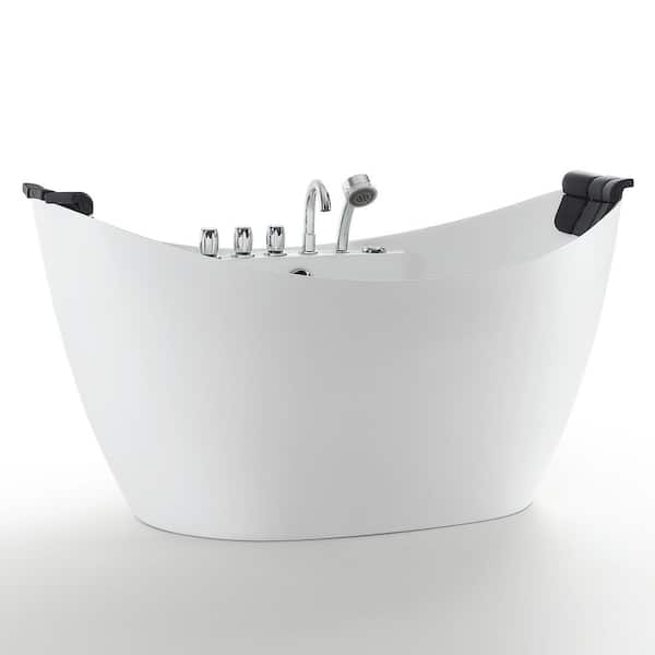 Empava 59 In. Center Drain Acrylic Freestanding Flatbottom Whirlpool ...