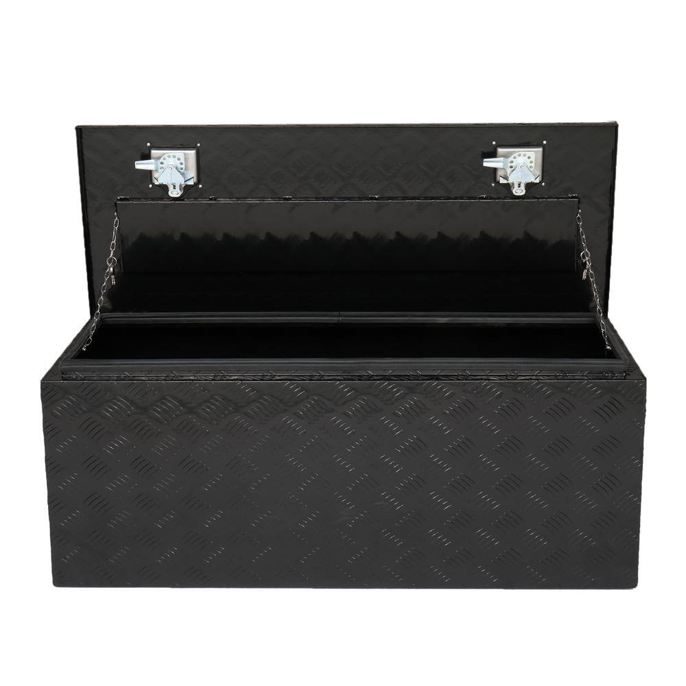Karl Home 30 in. Black Diamond Plate Aluminum Underbody Truck Tool Box Double Lock with Key