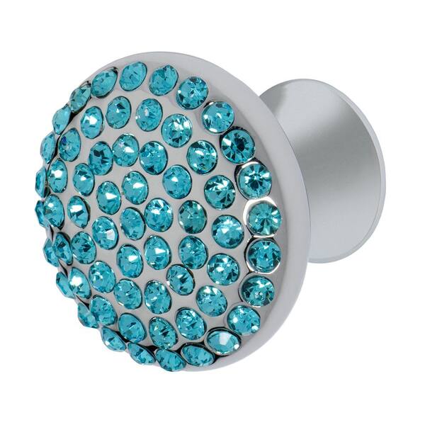 Wisdom Stone Vivacite 1-1/4 in. Chrome with Aqua Blue Crystal Cabinet Knob