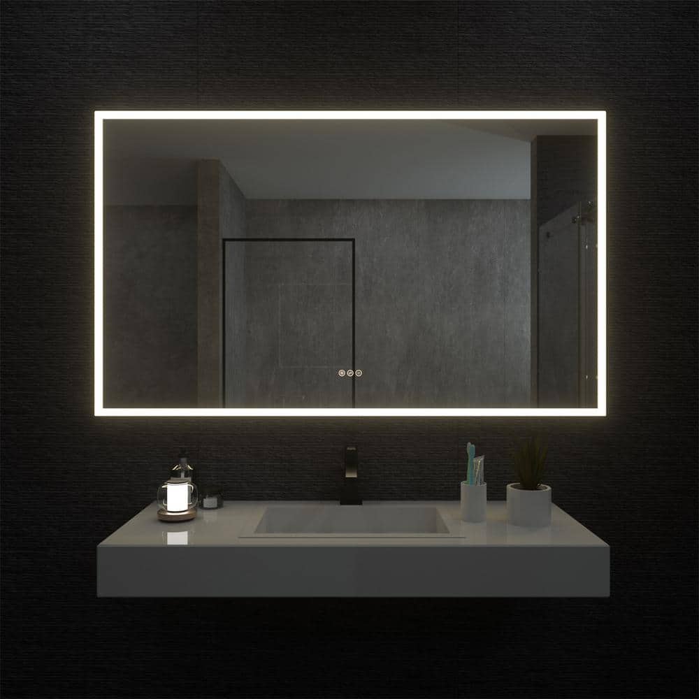 Clear 60" x 36" Frameless LED Bathroom Vanity Mirror
