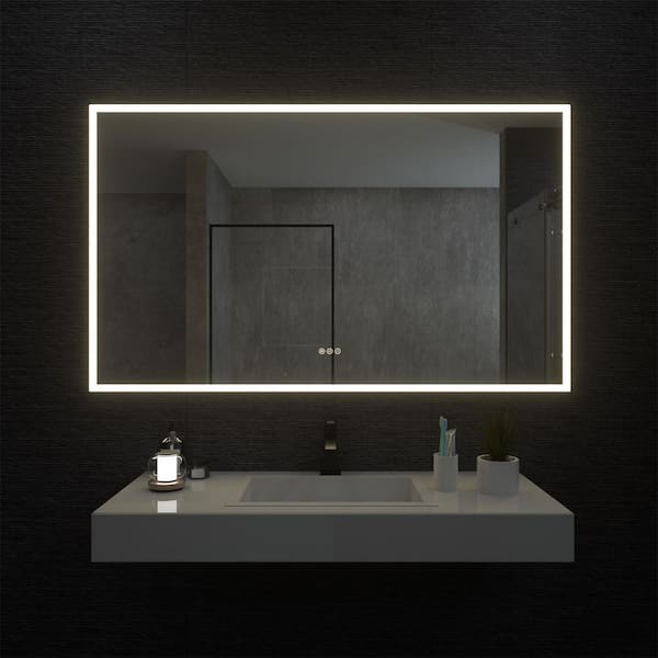 60 in. W x 36 in. H Rectangular Frameless LED Wall Bathroom Vanity Mirror