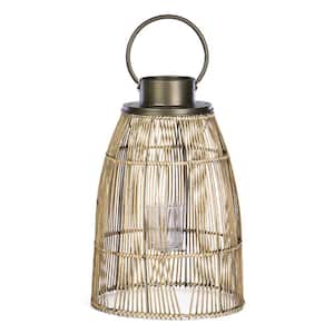 18.75 in. Caged Bamboo and Metal Lantern