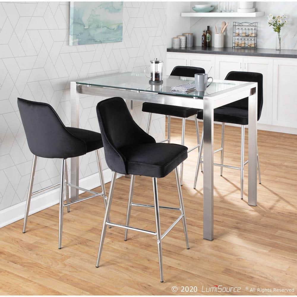Walnut and Clear Glass Contemporary Counter Table