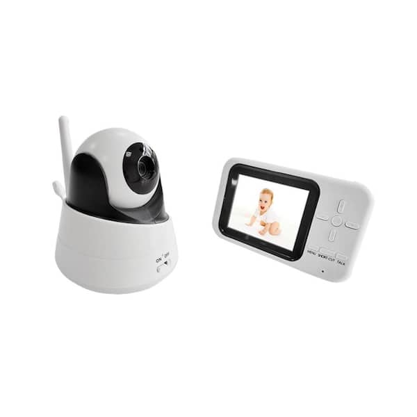 Etokfoks 3.5 in. LCD Baby Monitor with Camera, Audio and Night Vision in White