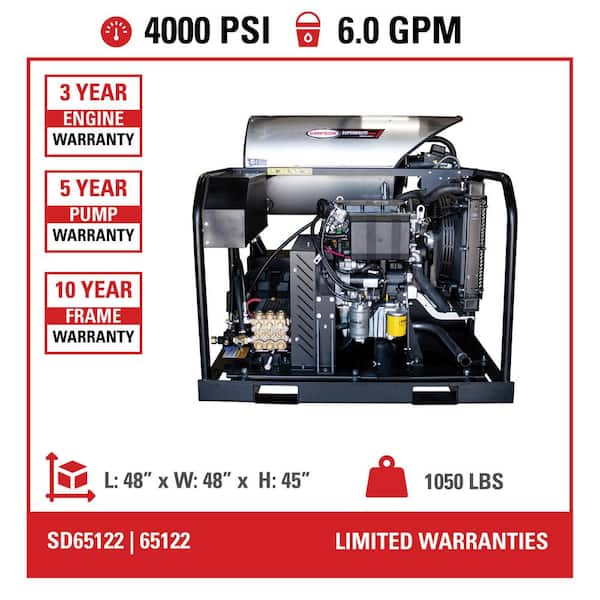 Commercial 4000 PSI 3.5 GPM Gas Driven Hot Water Pressure Washer 110/120V