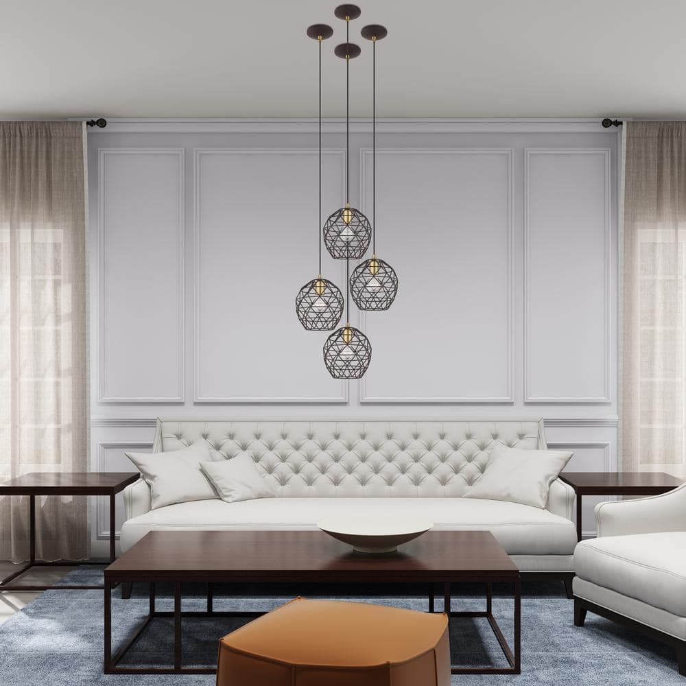 Bronze Geometric Globe Mini Pendant Light with LED