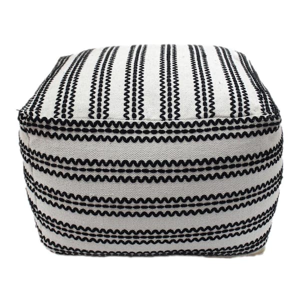 Noble House Chukar Natural and Black Square Pouf