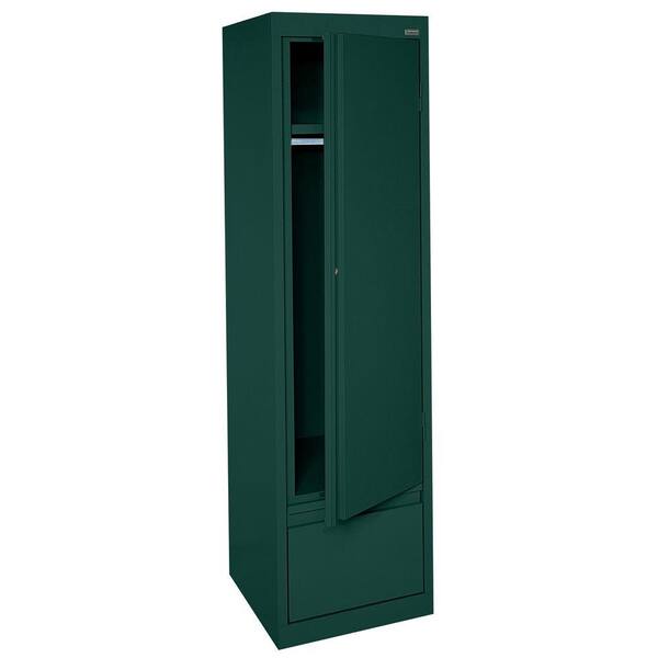 Sandusky System Series 17 in. W x 64 in. H x 18 in. D Single Door Wardrobe Cabinet with File Drawer in Forest Green