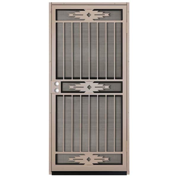 Unique Home Designs 36 in. x 80 in. Pima Tan Surface Mount Outswing Steel Security Door with Insect Screen