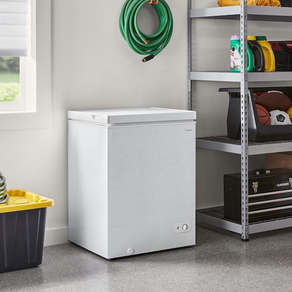 5 cu. ft. Manual Defrost Chest Freezer with LED Light Type and Removable Storage Basket in White, Garage Ready