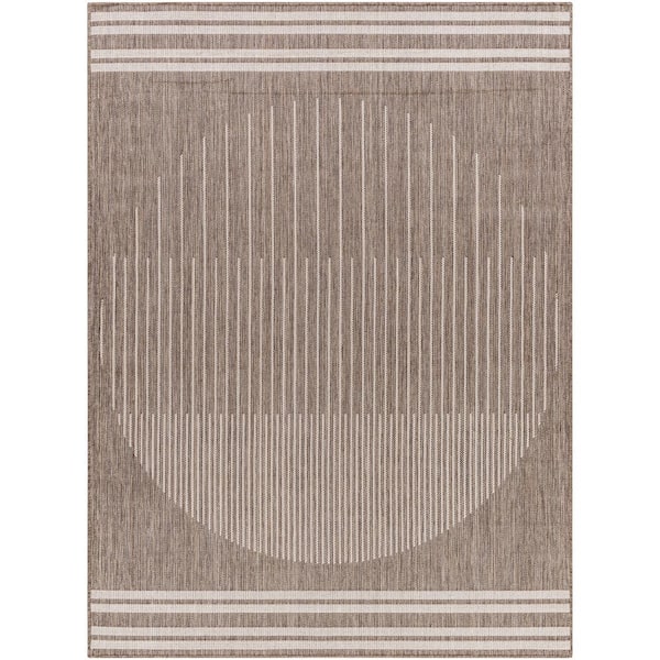 Artistic Weavers Long Beach Taupe/Brown Circle 8 ft. x 10 ft.  Indoor/Outdoor Area Rug LBH2332-71010 - The Home Depot