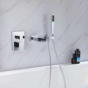 Single-Handle Wall Mount Roman Tub Faucet with Hand Shower in Chrome (Valve Included)
