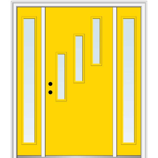 MMI Door 68.5 in. x 81.75 in. Davina Right-Hand Inswing 3-Lite Clear Low-E Painted Fiberglass Prehung Front Door with Sidelites