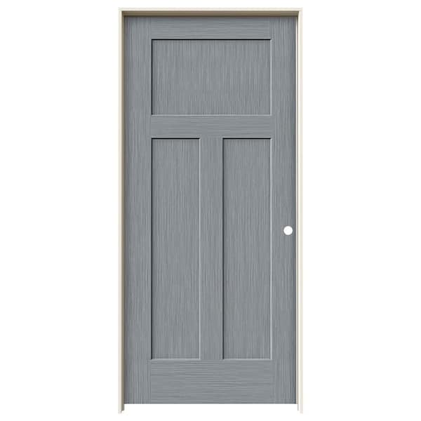 36 in. x 80 in. Craftsman Stone Stain Left-Hand Solid Core Molded Composite MDF Single Prehung Interior Door