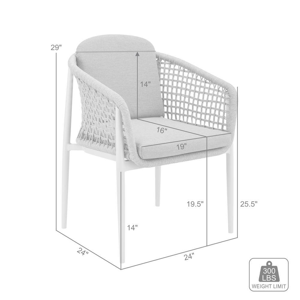 Rhodes Light Gray Aluminum Outdoor Dining Chair Set with Cushions
