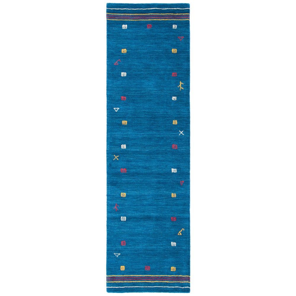 Handmade Blue Wool 27" Hand-Knotted Area Rug
