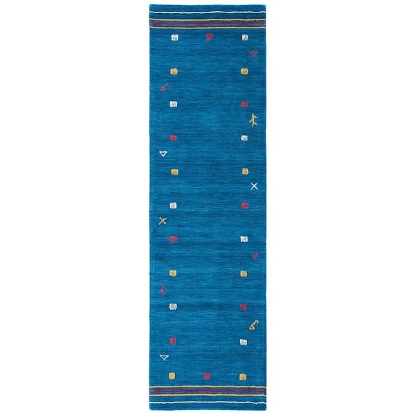 SAFAVIEH Himalaya Blue 2 ft. x 8 ft. Solid Color Striped Runner Rug
