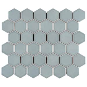 Tribeca 2 in. Hex Glossy Mist 11-1/8 in. x 12-5/8 in. Porcelain Mosaic Tile (10.0 sq. ft./Case)