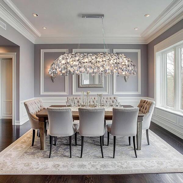 YUYI Modern Crystal Chandelier 43in. 10-Light Silver Tree Branch