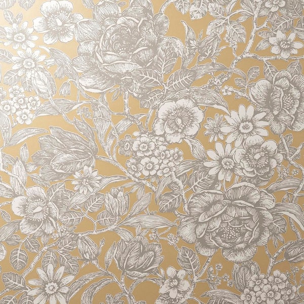 Hedgerow Honey Floral Trails Wallpaper