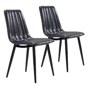 Dolce Vintage Black, Black Polyurethane Dining Side Chair Set of 2