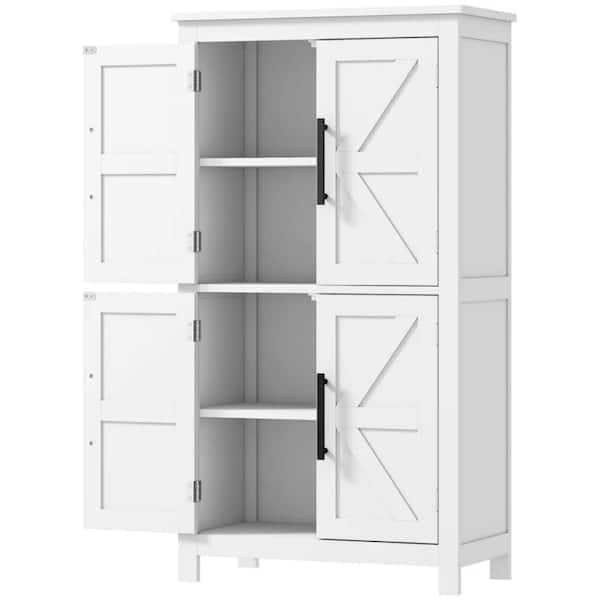 White 43.3 in. Accent Cabinet Office Storage Cabinet with 2 Shelves and Adjustable Shelves