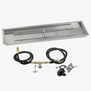 48 in. x 14 in. Rectangular Stainless Steel Drop in Fire Pit Pan with Spark Ignition Kit - Natural Gas