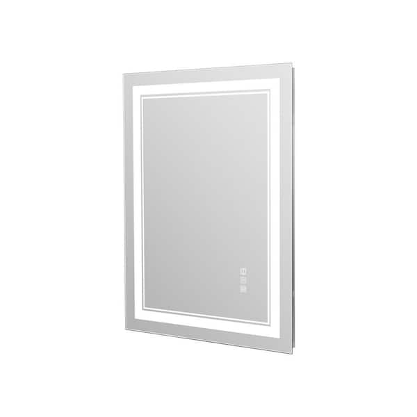 Unbranded 32 in. W x 24 in. H Rectangular Aluminium Frameless Anti-Fog Wall Mounted Bathroom Vanity Mirror with LED Lights