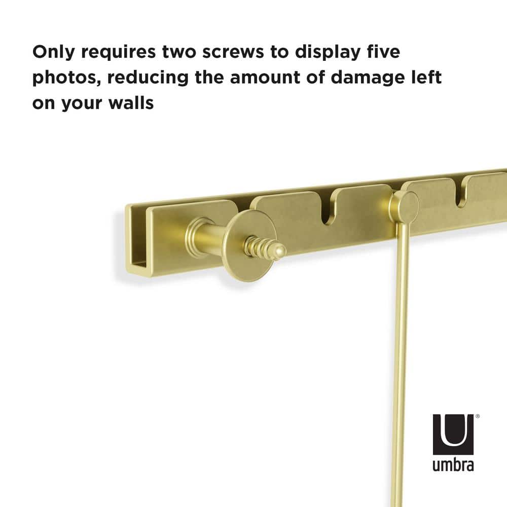 Matte Brass Floating Wall Collage Frame Set, 5-Piece