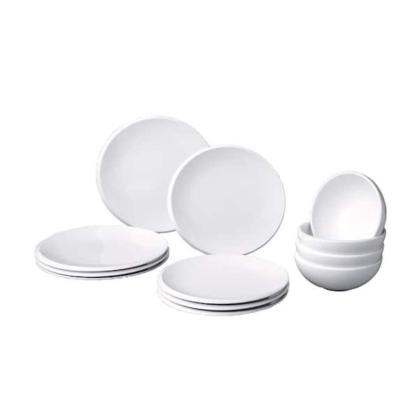 12 pc New Moon White Porcelain Dinnerware Set Service for 4