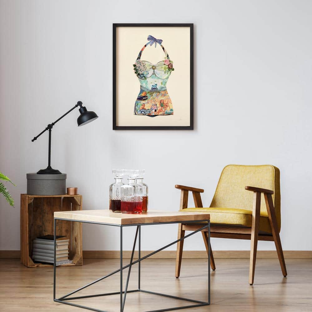 California Beach Floral Collage Framed Graphic Art, 25" x 33"