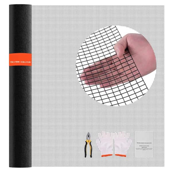 72 in. x 100 ft. Hardware Cloth, 19 Gauge Galvanized Wire Mesh Roll, Weather-Resistant Vinyl Coated Garden Wire Fencing