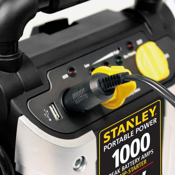 Stanley 1200 Peak Amp Automotive Jump Starter, Portable Power – 2.1A/10W  USB Port, 120 PSI Air Compressor J5C09D - The Home Depot