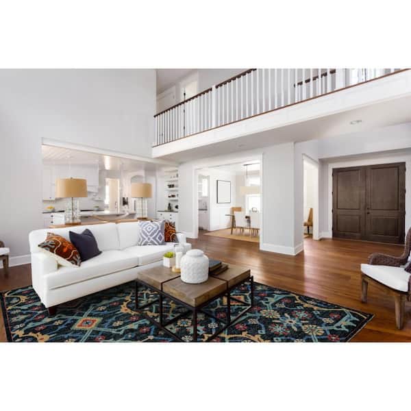 2 ft. x 8 ft. Black, Blue, Orange Tribal Area Rug